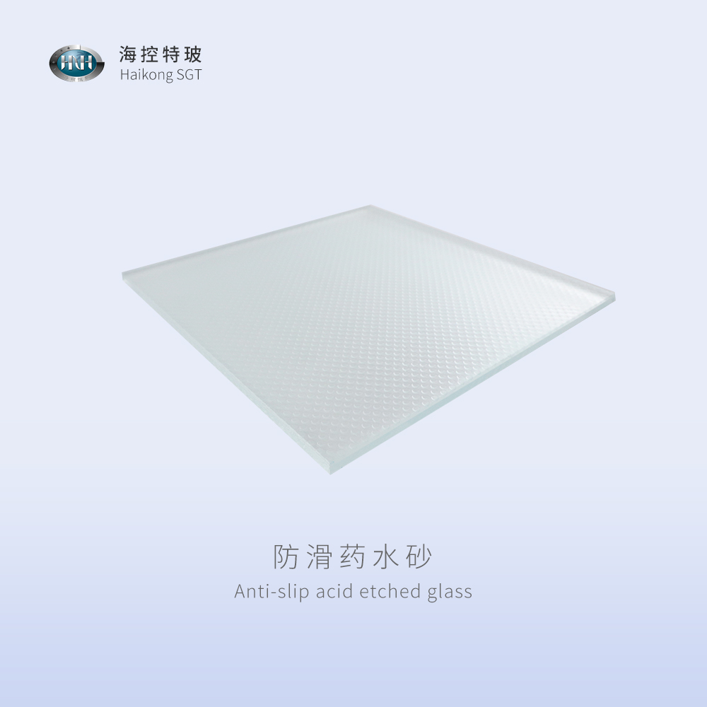 Anti-slip acid etched glass